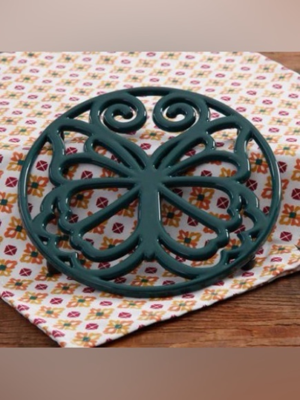 Last One! 🌺 New Pioneer Woman Cast Iron Butterfly Trivet, Teal Blue